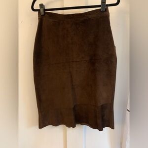 Vintage 1970s Victoria Dark Chocolate Brown Suede Skirt 10/Small *Asymetrical
